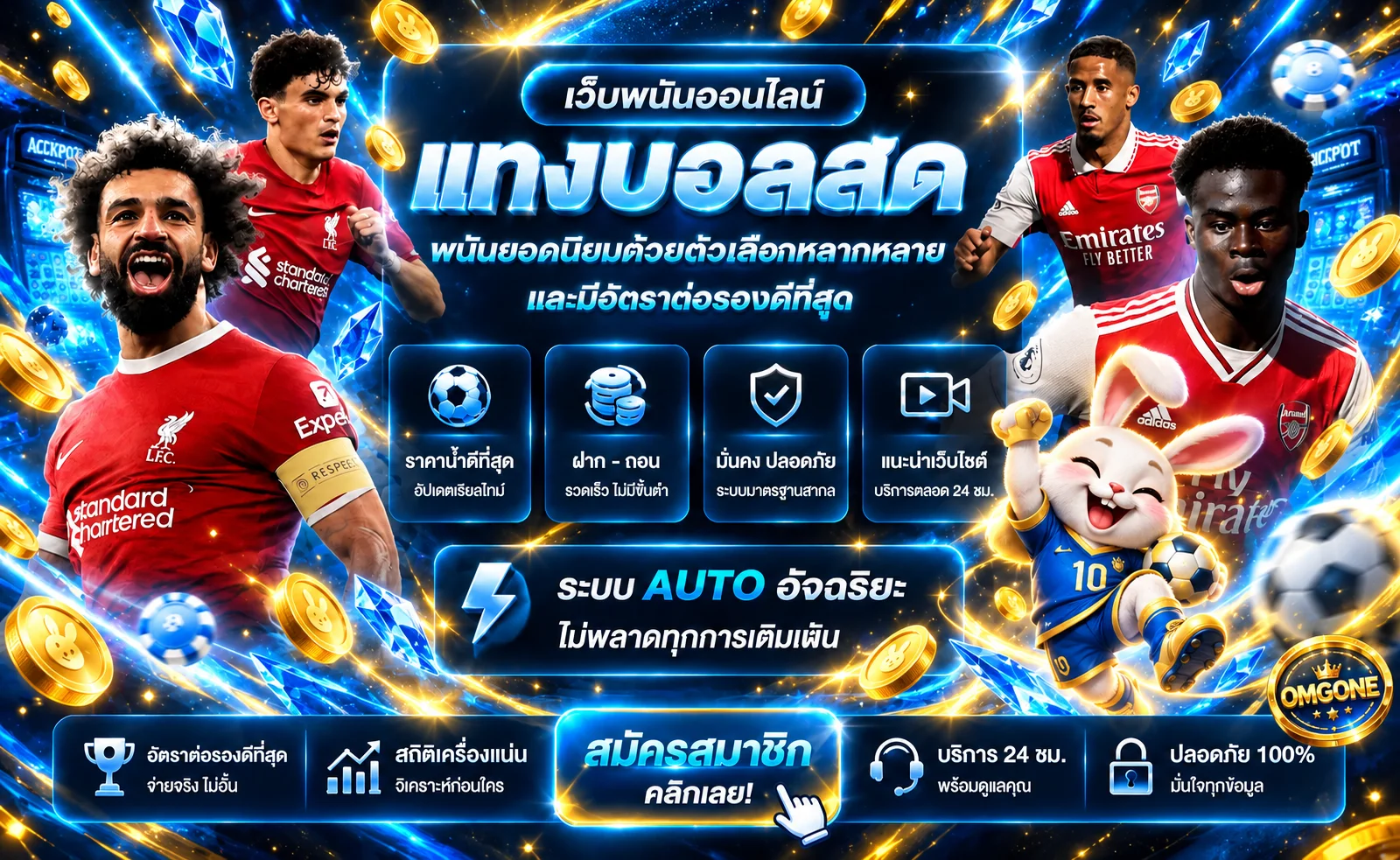 แบนเนอร์ OMGONE แทงบอลและผลบอลสด